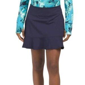 Tommy Bahama Women's Athletic Flounce Ruffle Hem Golf Skort in Navy Blue
